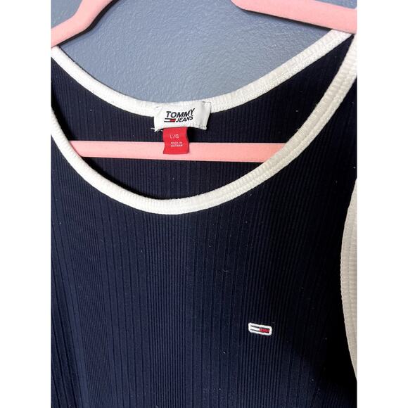 VTG Tommy Hilfiger T-shirt Dress Women's Size Large Maxi Dress Stretch Y2k Paris - Picture 3 of 6